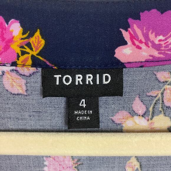 Torrid Blue Floral Challis Midi Dress Sz.4 - Picture 5 of 12